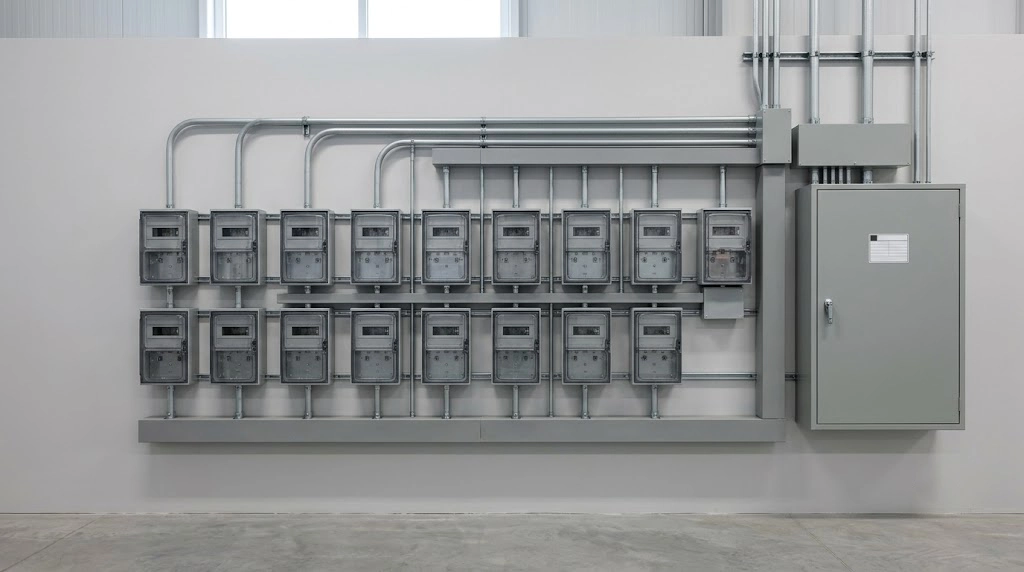 Base de medición modular para servicios eléctricos en edificios, plazas y proyectos con varios medidores